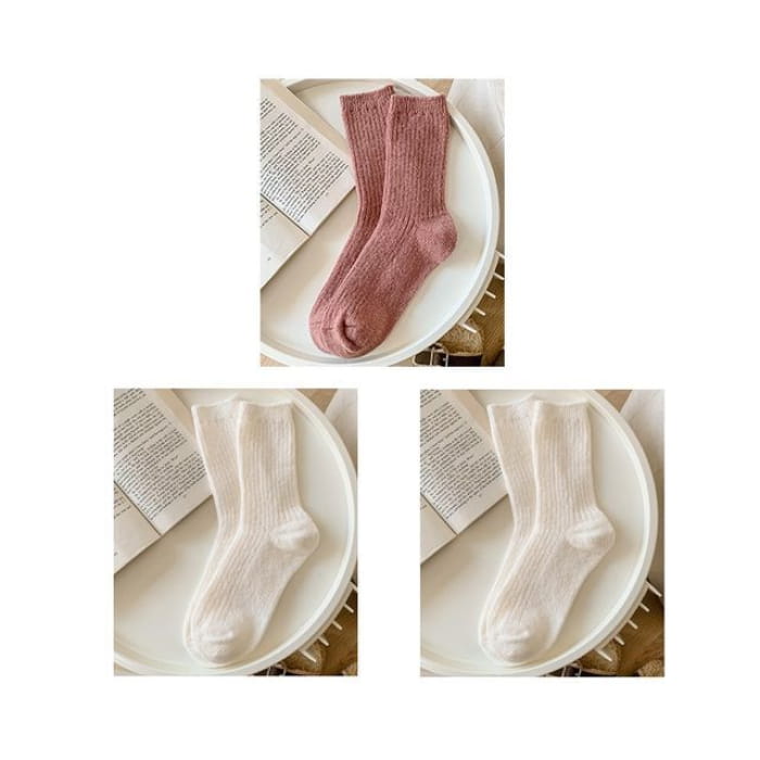 Set of 2 Pairs: Plain Ribbed Socks - 3 Pairs - 1 Pair