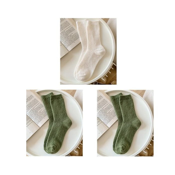 Set of 2 Pairs: Plain Ribbed Socks - 3 Pairs - 1 Pair