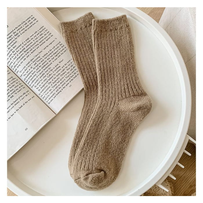 Set of 2 Pairs: Plain Ribbed Socks