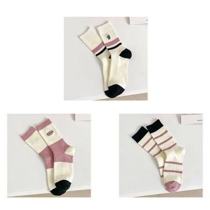 Set of 2 Pairs: Printed Ribbed Socks - 03 - Of 3 Pairs