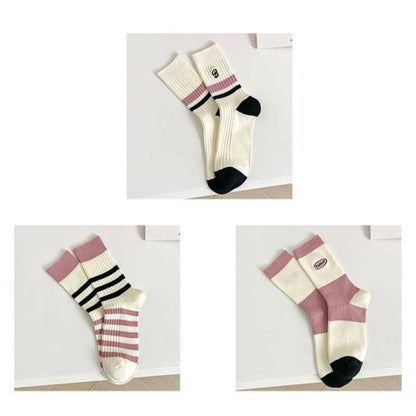 Set of 2 Pairs: Printed Ribbed Socks - 05 - Of 3 Pairs