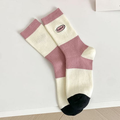 Set of 2 Pairs: Printed Ribbed Socks - 09 - Of Pairs