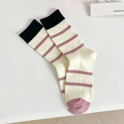 Set of 2 Pairs: Printed Ribbed Socks - 11 - Of Pairs