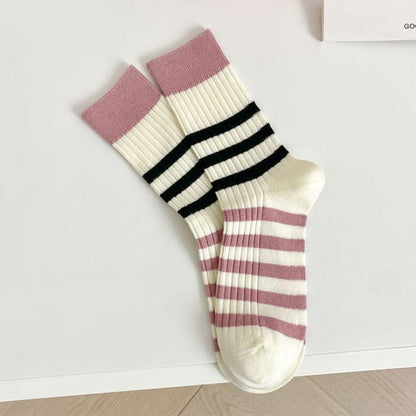 Set of 2 Pairs: Printed Ribbed Socks - 12 - Of Pairs