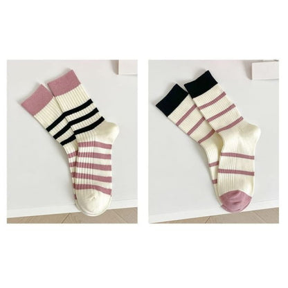 Set of 2 Pairs: Printed Ribbed Socks - 13 - Of Pairs