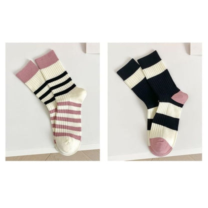 Set of 2 Pairs: Printed Ribbed Socks - 14 - Of Pairs