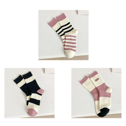 Set of 2 Pairs: Printed Ribbed Socks - 15- Of 3 Pairs