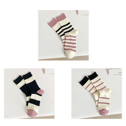 Set of 2 Pairs: Printed Ribbed Socks - 16 - Of 3 Pairs