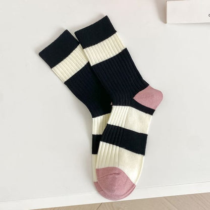 Set of 2 Pairs: Printed Ribbed Socks - 17 - Of Pairs