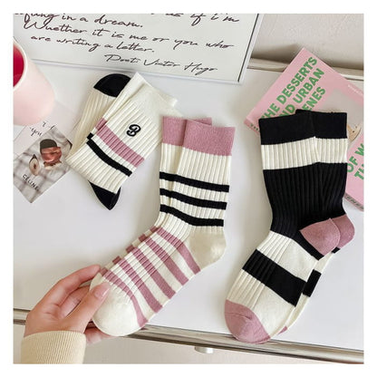 Set of 2 Pairs: Printed Ribbed Socks