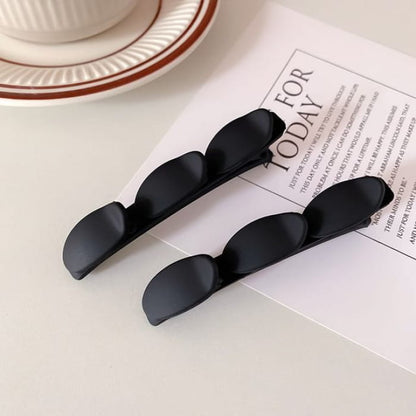 Set of 2: Plain Matte Hair Clip - 2 Pcs - Black / One Size