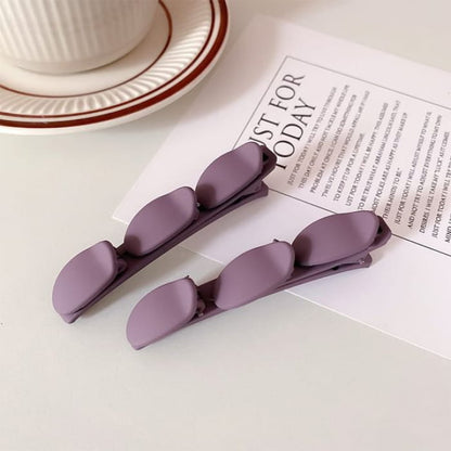 Set of 2: Plain Matte Hair Clip - 2 Pcs - Purple / One Size