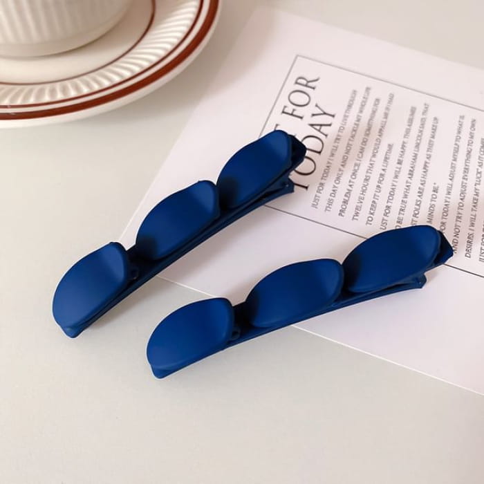 Set of 2: Plain Matte Hair Clip - 2 Pcs - Sapphire Blue