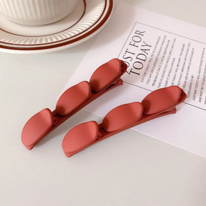 Set of 2: Plain Matte Hair Clip - 2 Pcs - Tangerine Red