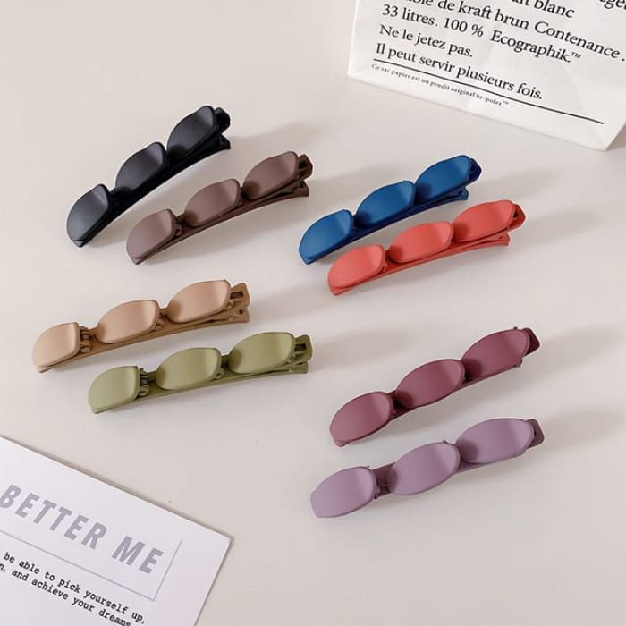 Set of 2: Plain Matte Hair Clip - Accessories