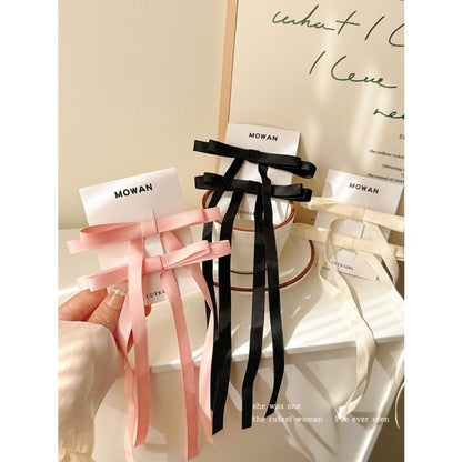 Set of 2: Plain Ribbon Hair Clip - 2 - Pink / One Size