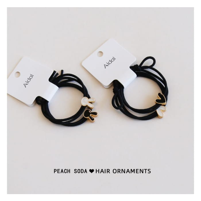 Set of 2: Rabbit / Heart Alloy Hair Tie