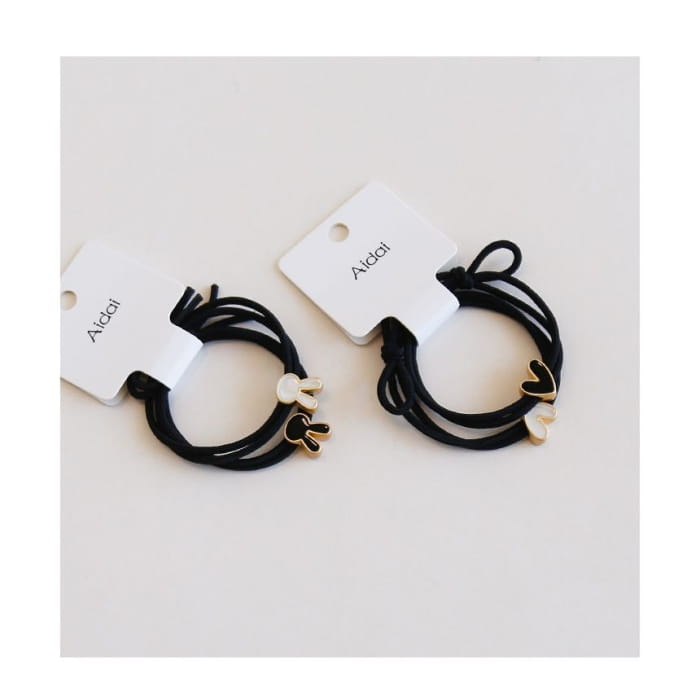 Set of 2: Rabbit / Heart Alloy Hair Tie