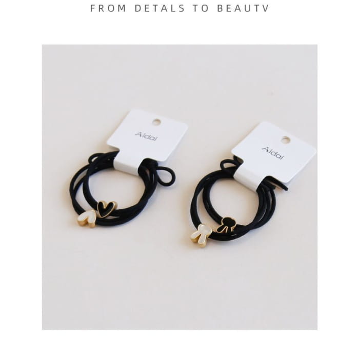 Set of 2: Rabbit / Heart Alloy Hair Tie