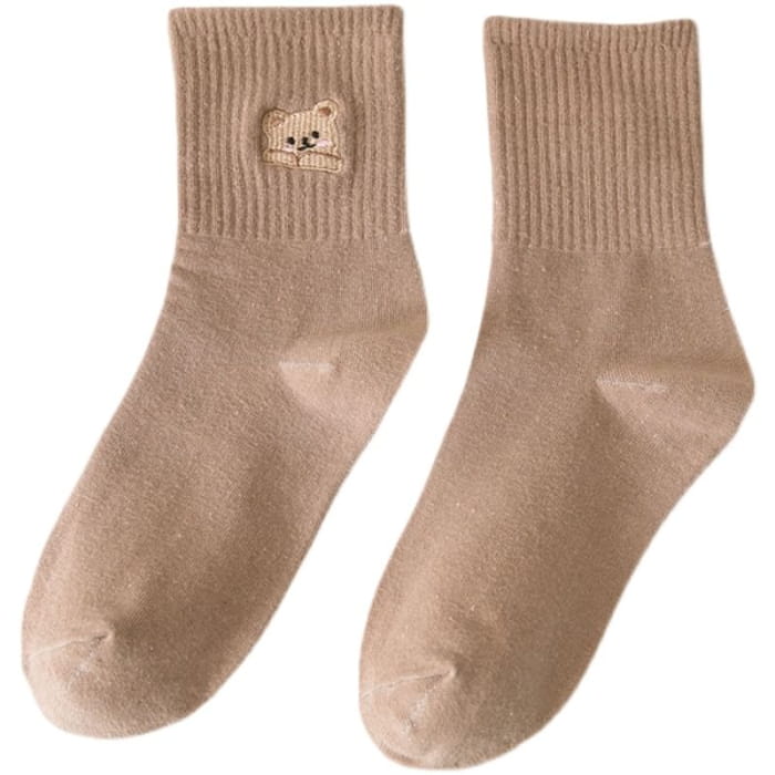 Set of 3: Bear Embroidered Socks Egirldoll