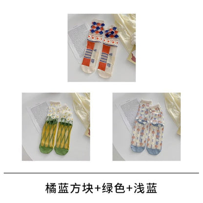 Set of 3: Floral Mesh Socks