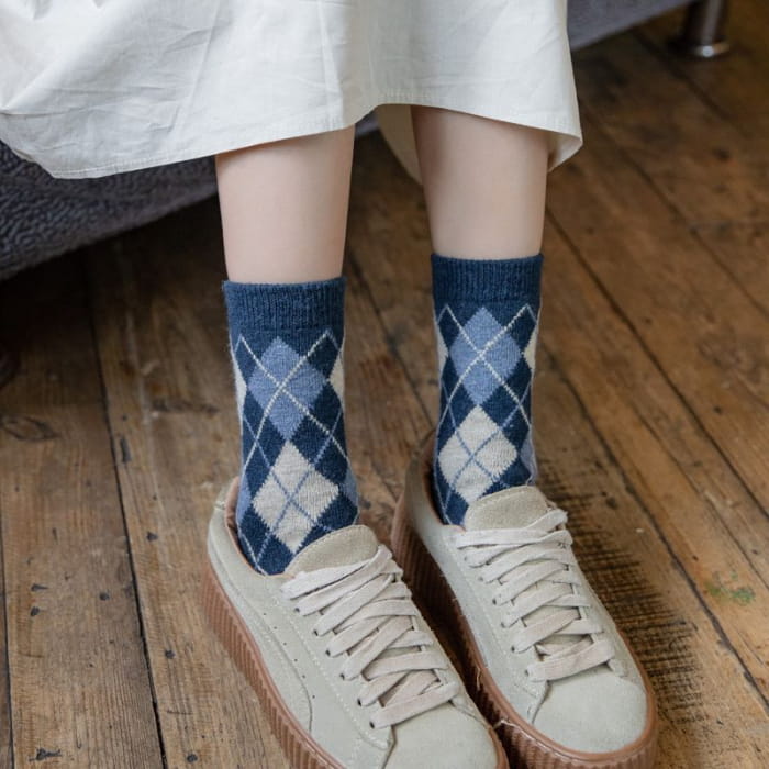 Set Of 3 Pairs: Argyle Socks