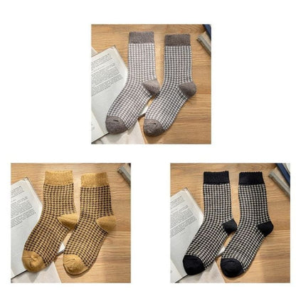 Set of 3 Pairs: Houndstooth Socks - Pairs - Coffee &