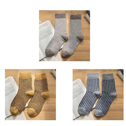 Set of 3 Pairs: Houndstooth Socks - Pairs - Coffee &