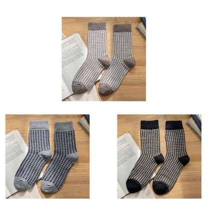 Set of 3 Pairs: Houndstooth Socks - Pairs - Coffee & Gray