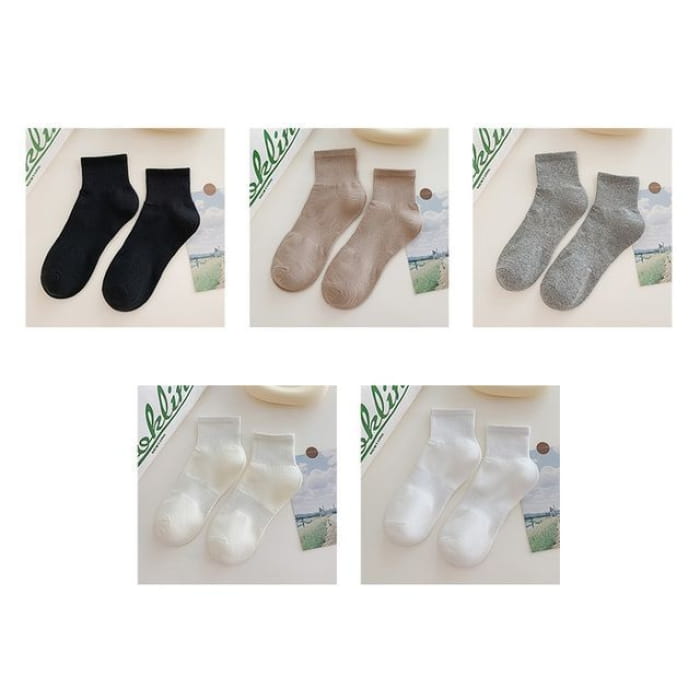 Set of 3 Pairs: Plain Ribbed Socks - 5 Pairs - Black &