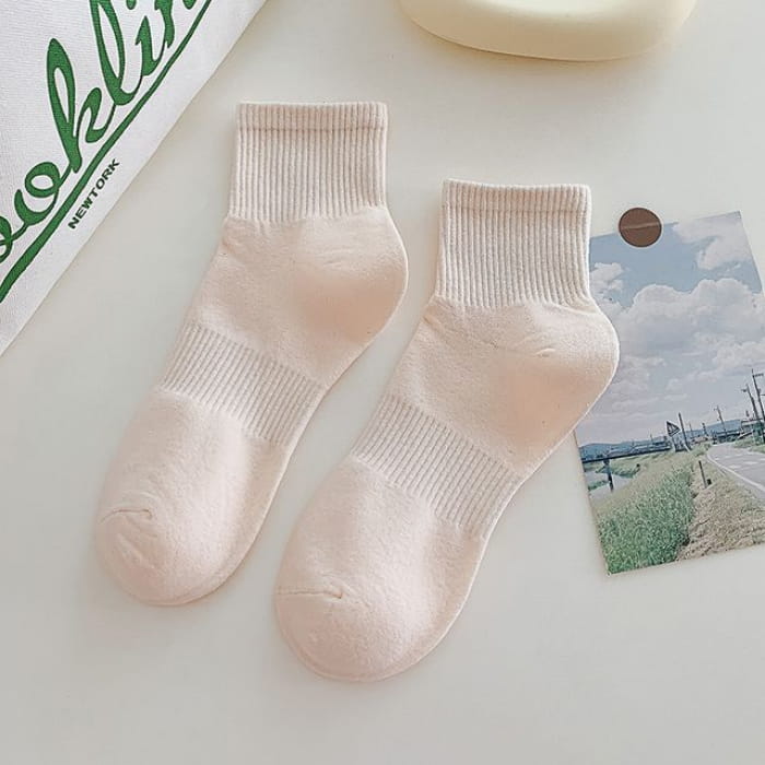 Set of 3 Pairs: Plain Ribbed Socks - Pairs - Light Pink