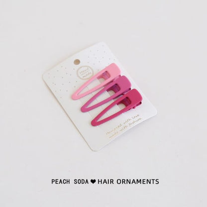 Set of 3: Plain Hair Clip - 3 - Triangle - Pink / One Size