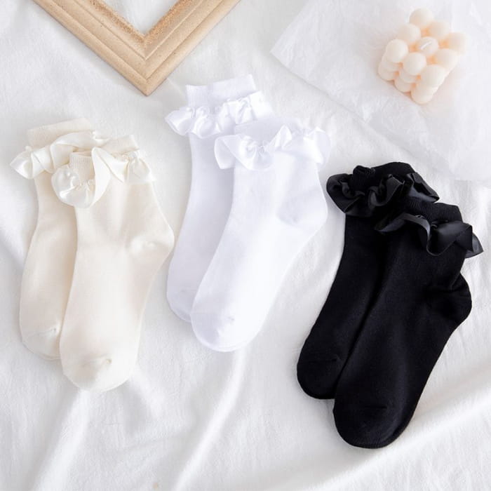 Set of 3: Ruffle Trim Socks