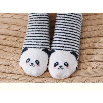 Set of 4 Pairs: Animal Print Fleece Ankle Socks