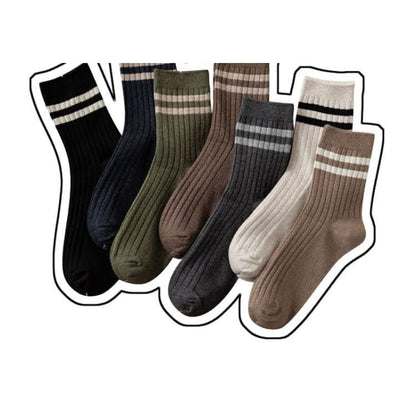 Set of 4: Striped Ribbed Socks