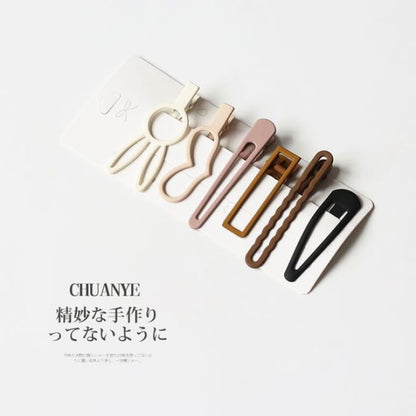 Set of 6: Alloy Hair Clip - 02# - 6 - Rabbit - Beige