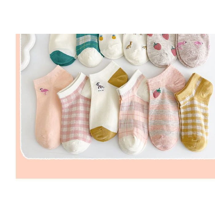 Set Of 6 Pairs: Jacquard Socks