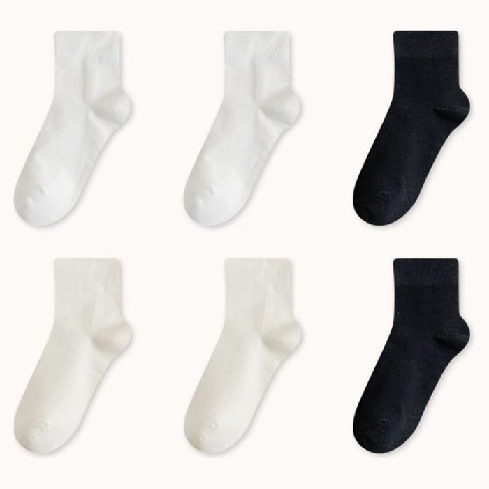 Set Of 6 Pairs: Plain Socks - Pairs - 2 & - Pure White