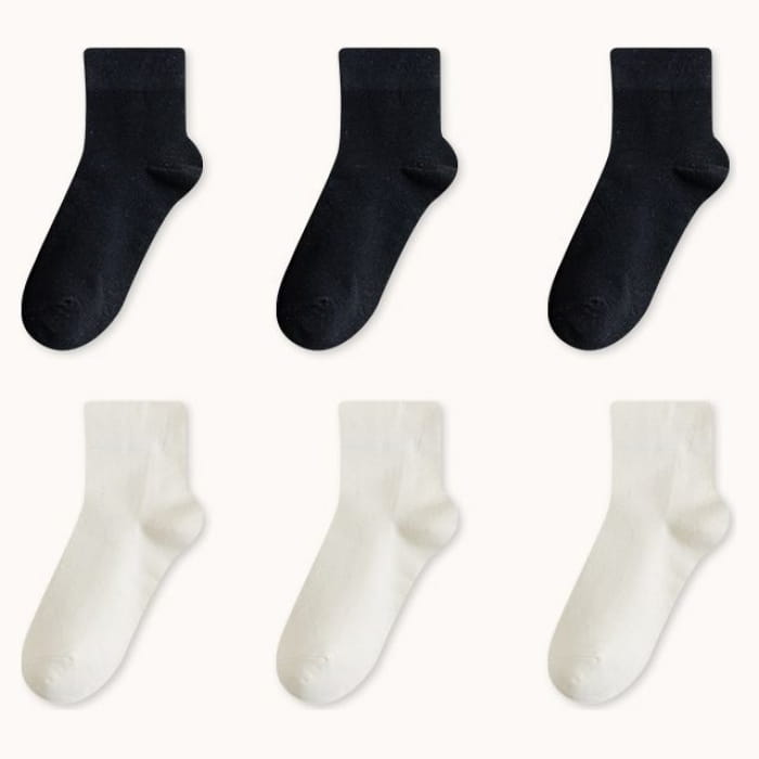 Set Of 6 Pairs: Plain Socks - Pairs - 3 & - Black Milky