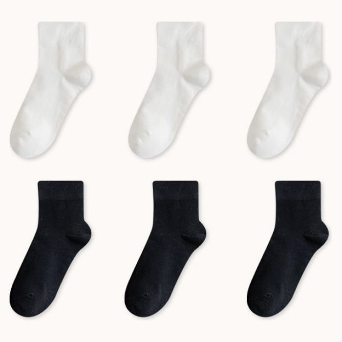 Set Of 6 Pairs: Plain Socks - Pairs - 3 & - Pure White