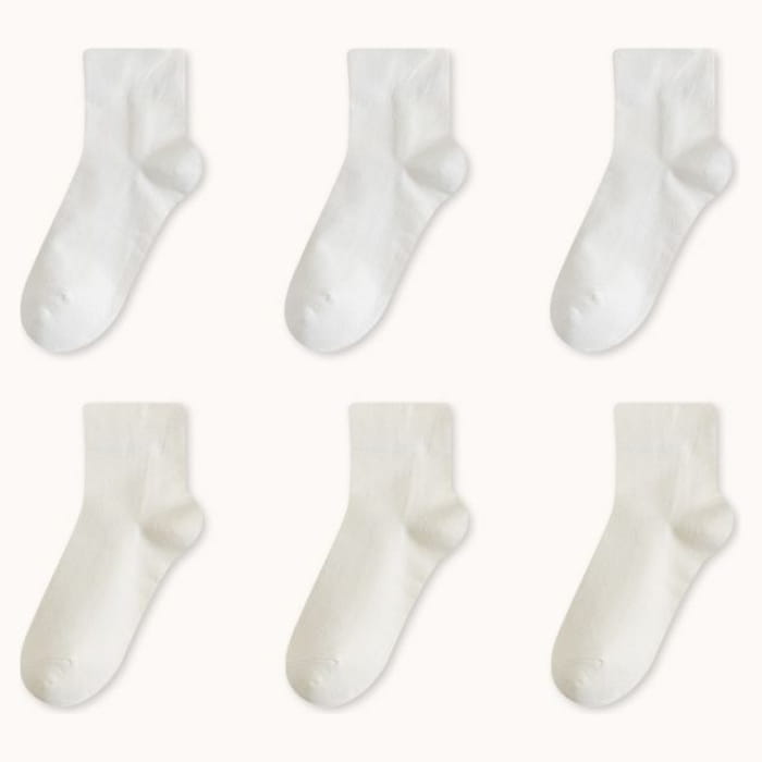 Set Of 6 Pairs: Plain Socks - Pairs - 3 & - Pure White