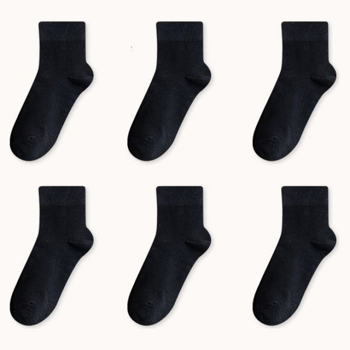 Set Of 6 Pairs: Plain Socks - Pairs - Black / One Size