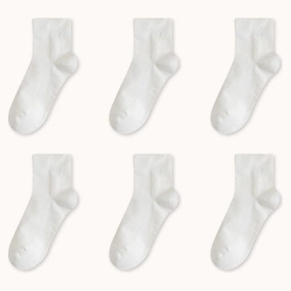 Set Of 6 Pairs: Plain Socks - Pairs - Pure White / One Size