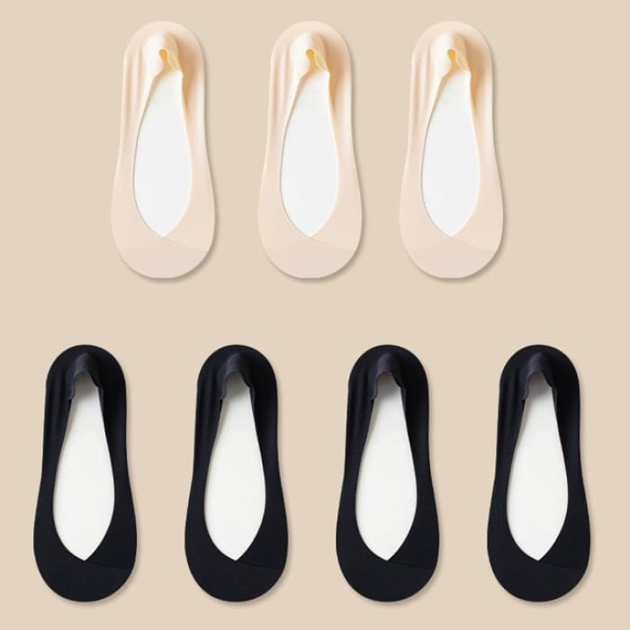 Set of 7: Plain No-Show Socks - 7 Pair - 3 - Nude & 4