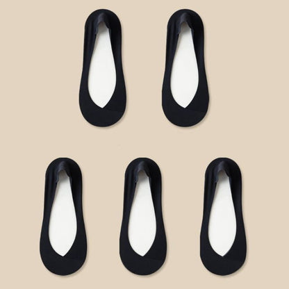 Set of 7: Plain No-Show Socks - 7 Pair - Black / One Size