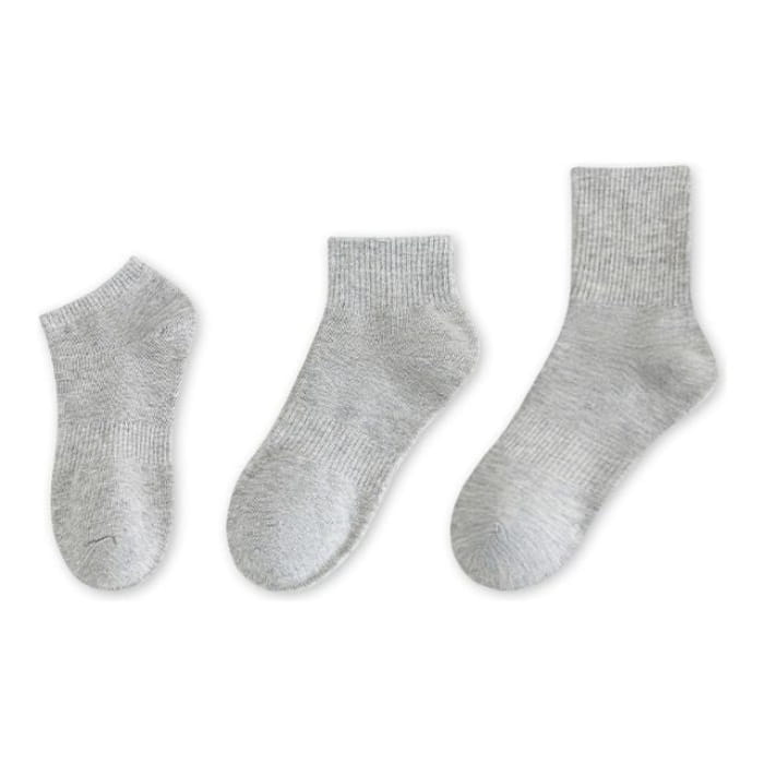 Set of 9 Pairs: Plain Ribbed Socks - 03 - Pairs - Gray