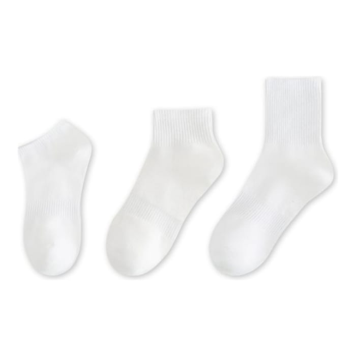 Set of 9 Pairs: Plain Ribbed Socks - 04 - Pairs - White