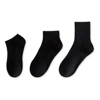 Set of 9 Pairs: Plain Ribbed Socks - 08 - Pairs - Black