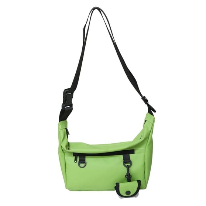 Set: Plain Crossbody Bag + Coin Purse - Green / One Size