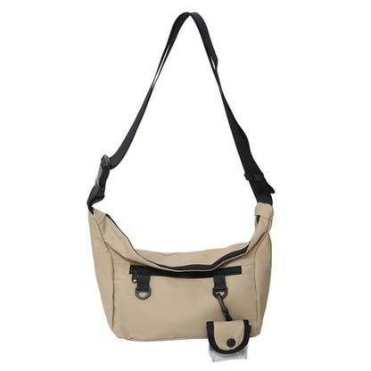 Set: Plain Crossbody Bag + Coin Purse - Khaki / One Size